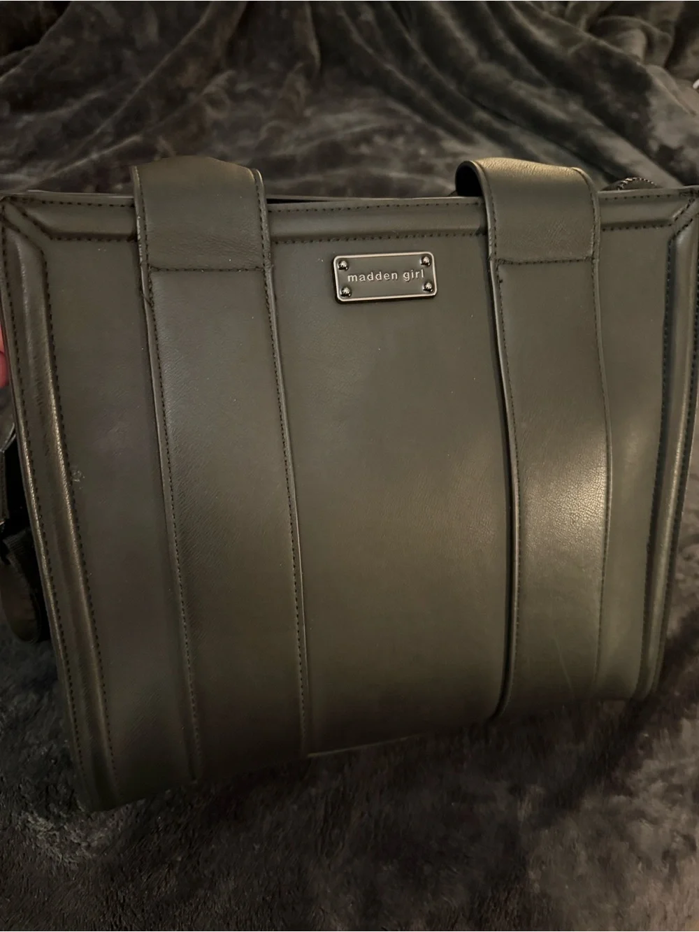 Madden Girl Black Vertical Panel Tote
